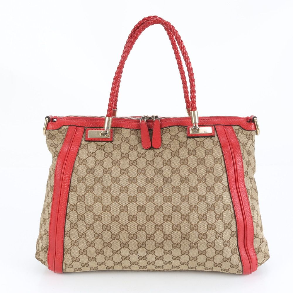 美品 グッチ GGキャンバス ベラ 269946 レザー トート バッグ 肩掛け