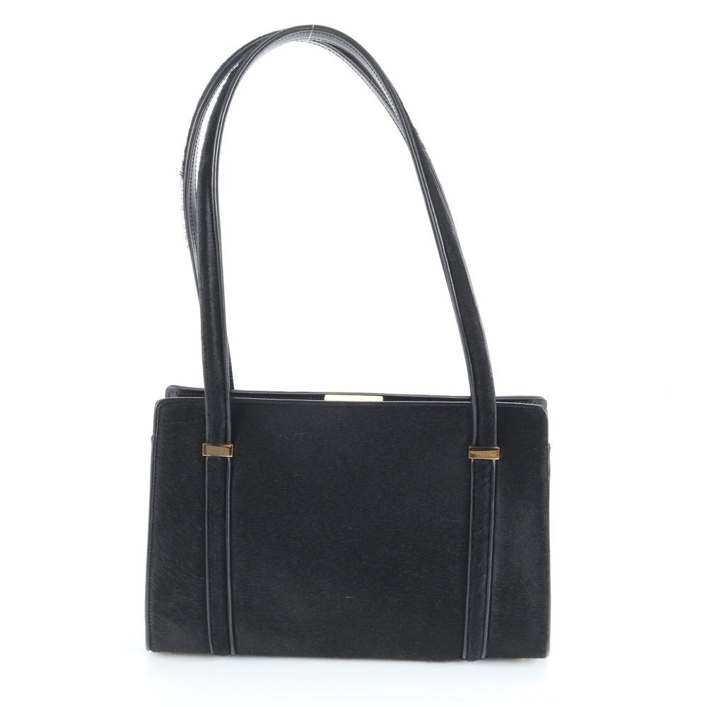 グッチ ハラコ レザー ショルダーバッグ 肩掛け トート ハンド 本革 ブラック 黒 レディース 婦人 EUM DD 9-5