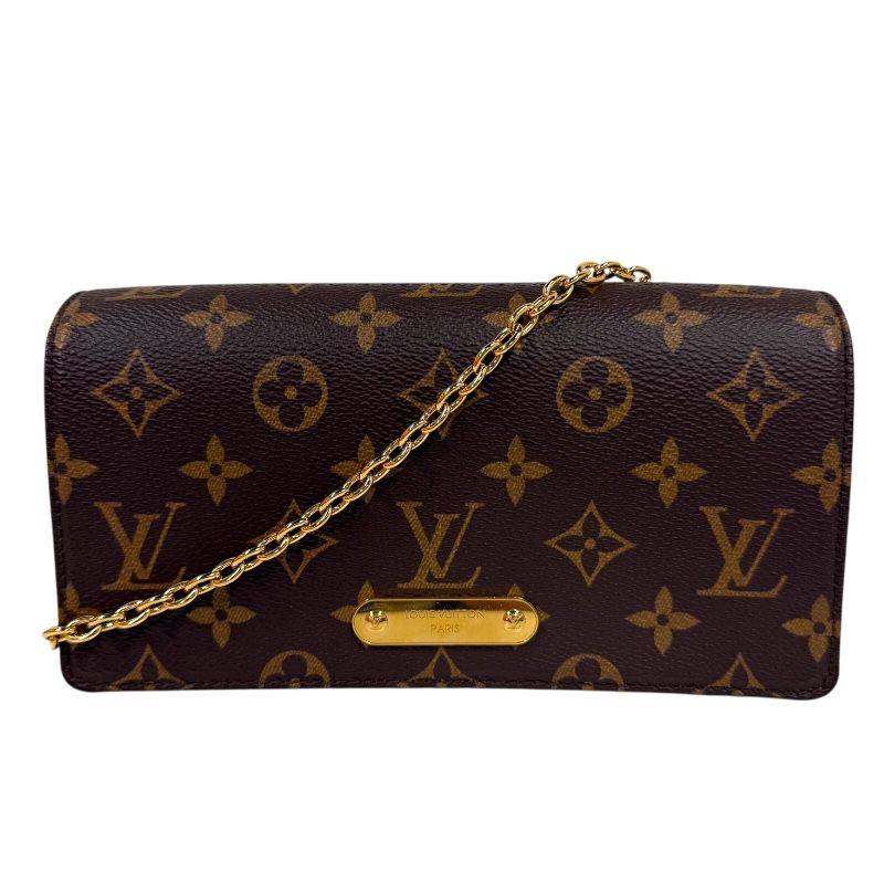 ルイ ヴィトン LOUIS VUITTON ウォレット オン チェーン リリー M 82509 ブラウン PVC レザー レディース ショルダーバッグ