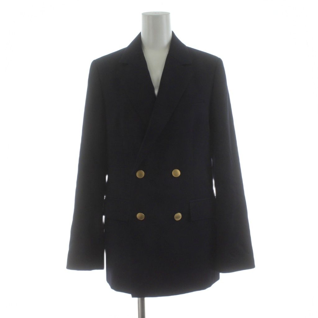 マカフィー MACPHEE トゥモローランド 22 SS ウールギャバジン ダブルブレストジャケット テーラードジャケット 総裏地 金ボタン 34 紺 ネイビー 12-07-21-07701 |KU