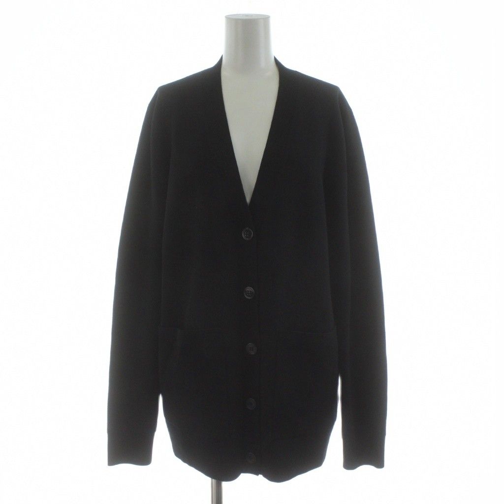 バーバリー バックインターシャ ニット カーディガン 長袖 Vネック ロゴ ウール S 黒 ブラック 8055956 |KU