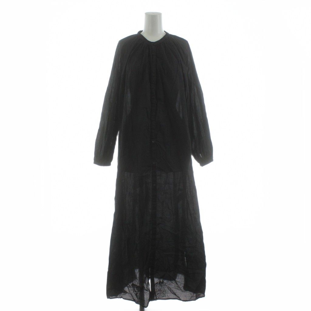 マリハ MARIHA シャツワンピース ギャザー ロング マキシ 長袖 バンド