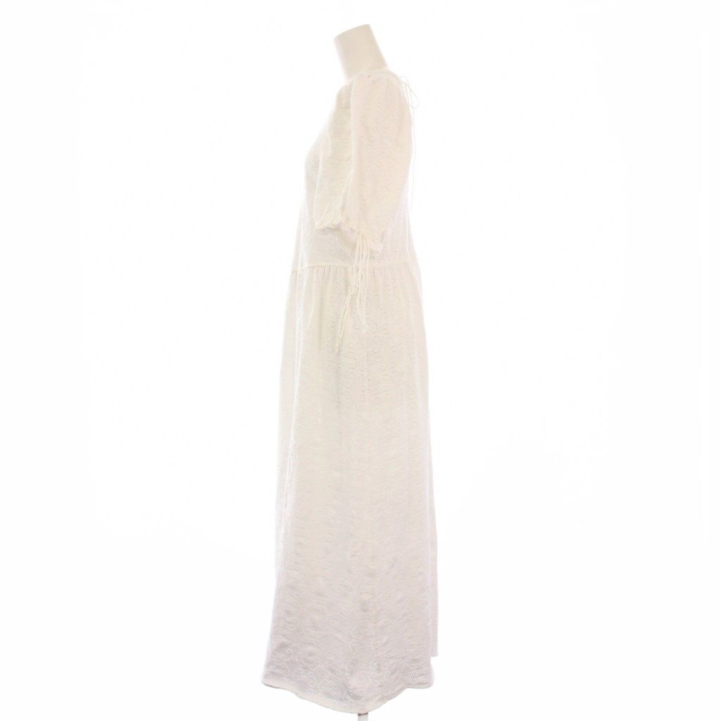 フェティコ fetico 24 SS LACE PUFF-SLEEVE DRESS レースジャガードパフスリーブワンピース ロング 半袖 1 白 FTC 242-0413 |KH