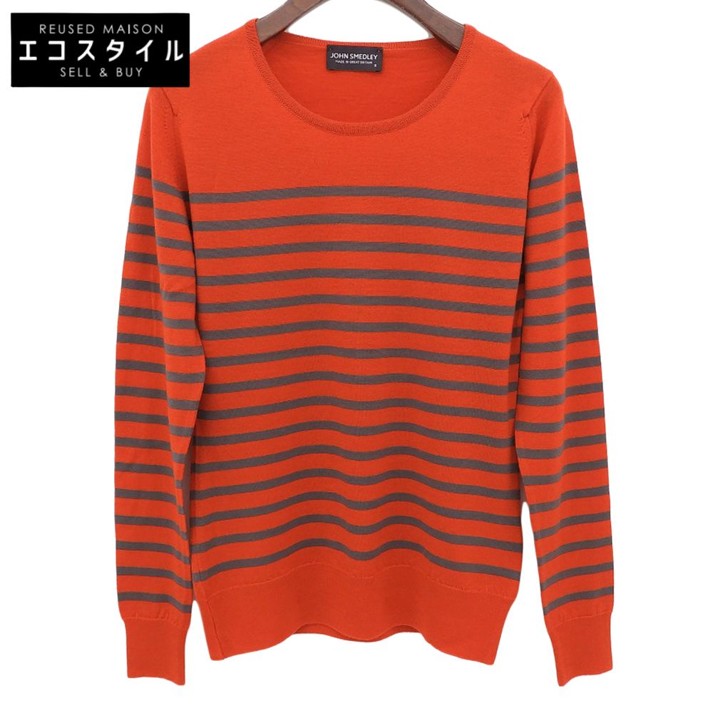 JOHN SMEDLEY ジョンスメドレー メリノウール ボーダー ニットトップス レディース レッド S
