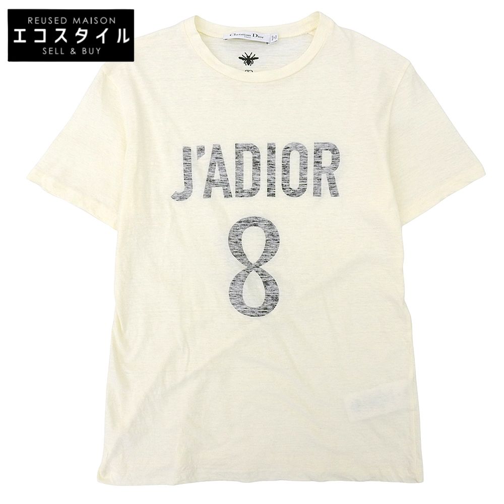 Christian Dior クリスチャンディオール JA 8 ロゴ 半袖 コットン Tシャツ トップス レディース アイボリー XS