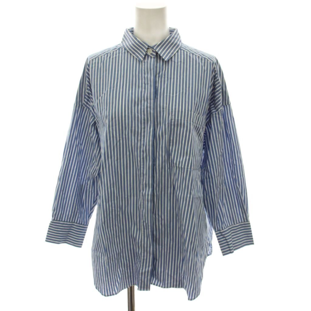 セオリーリュクス theory luxe ブラウス 38 青 長袖 ストライプ柄 /RE