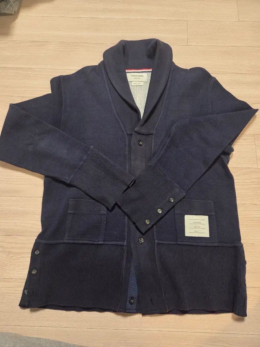 トム ブラウン ネイビー コットン カーディガン
