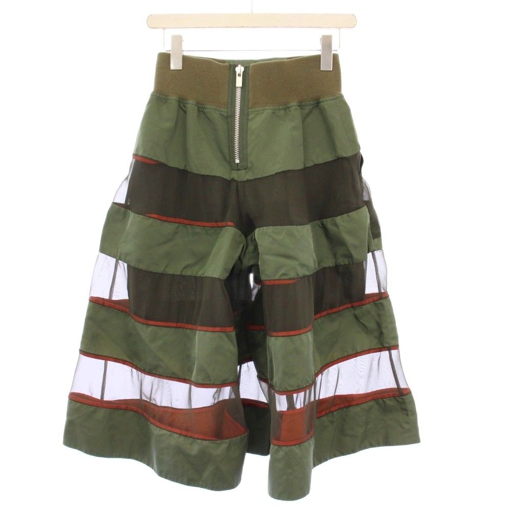 サカイ sacai Mesh Panel Culottes PANTS メッシュパネルキュロットパンツ イージー シアー 0 カーキ 21-05546 |KH