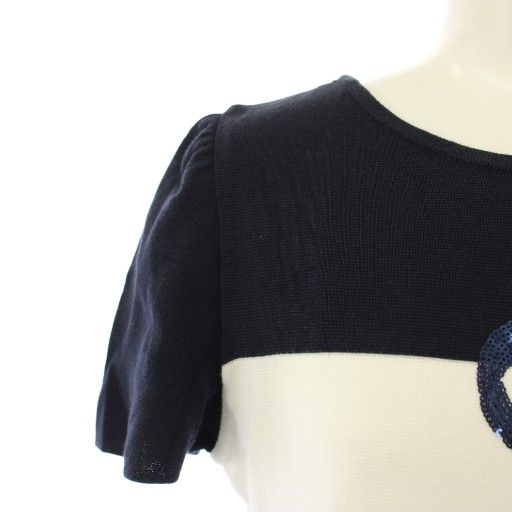 エムズグレイシー M'S GRACY ニットワンピース ひざ丈 半袖 クルー