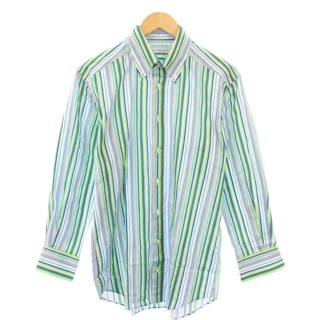 エトロ ETRO ボタンダウンシャツ カジュアル 長袖 レギュラーカラー ストライプ柄 41 マルチカラー |BB