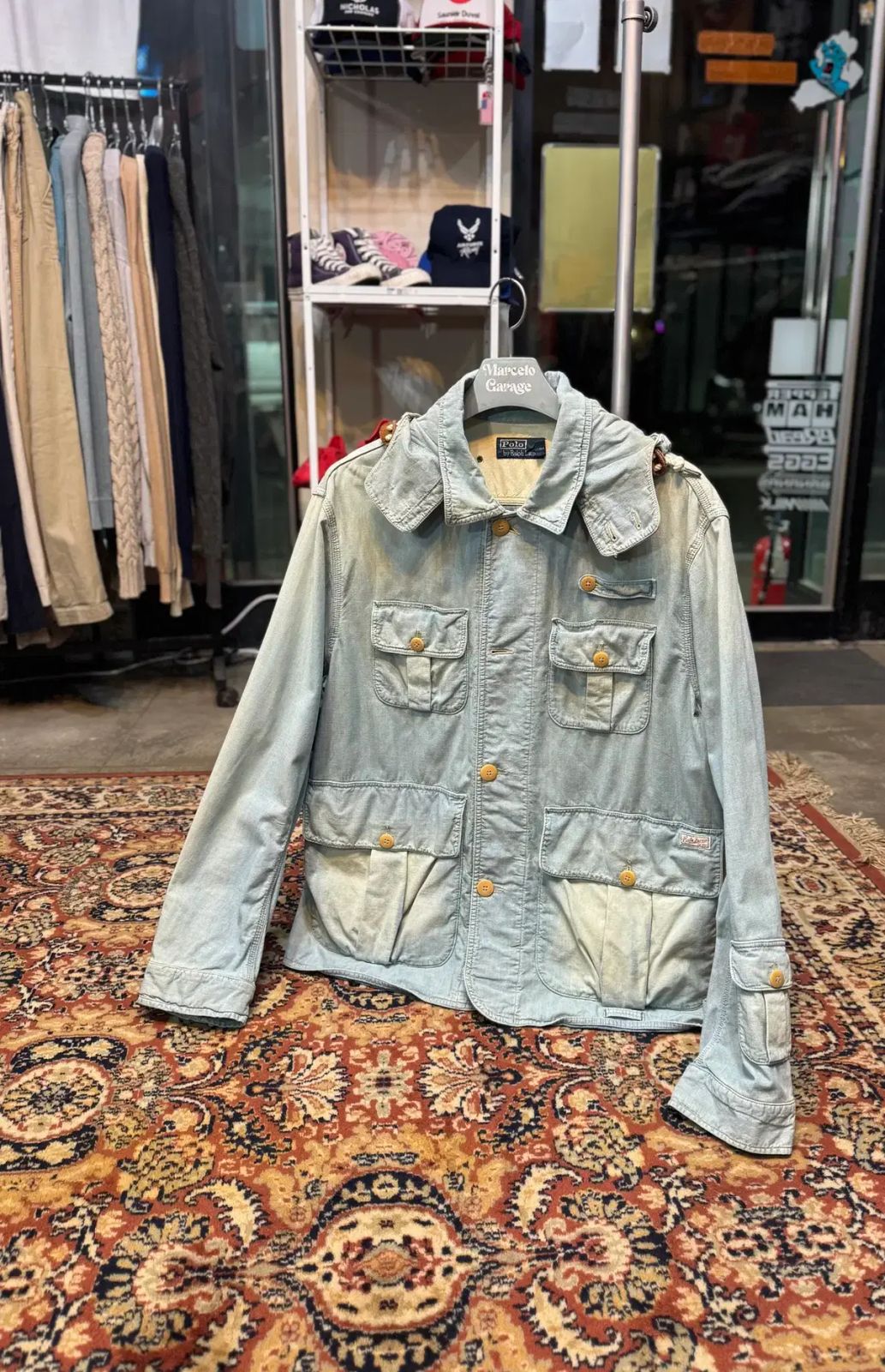 ポロラルフローレン シャンブレー フィッシング パーカージャケット XL 543