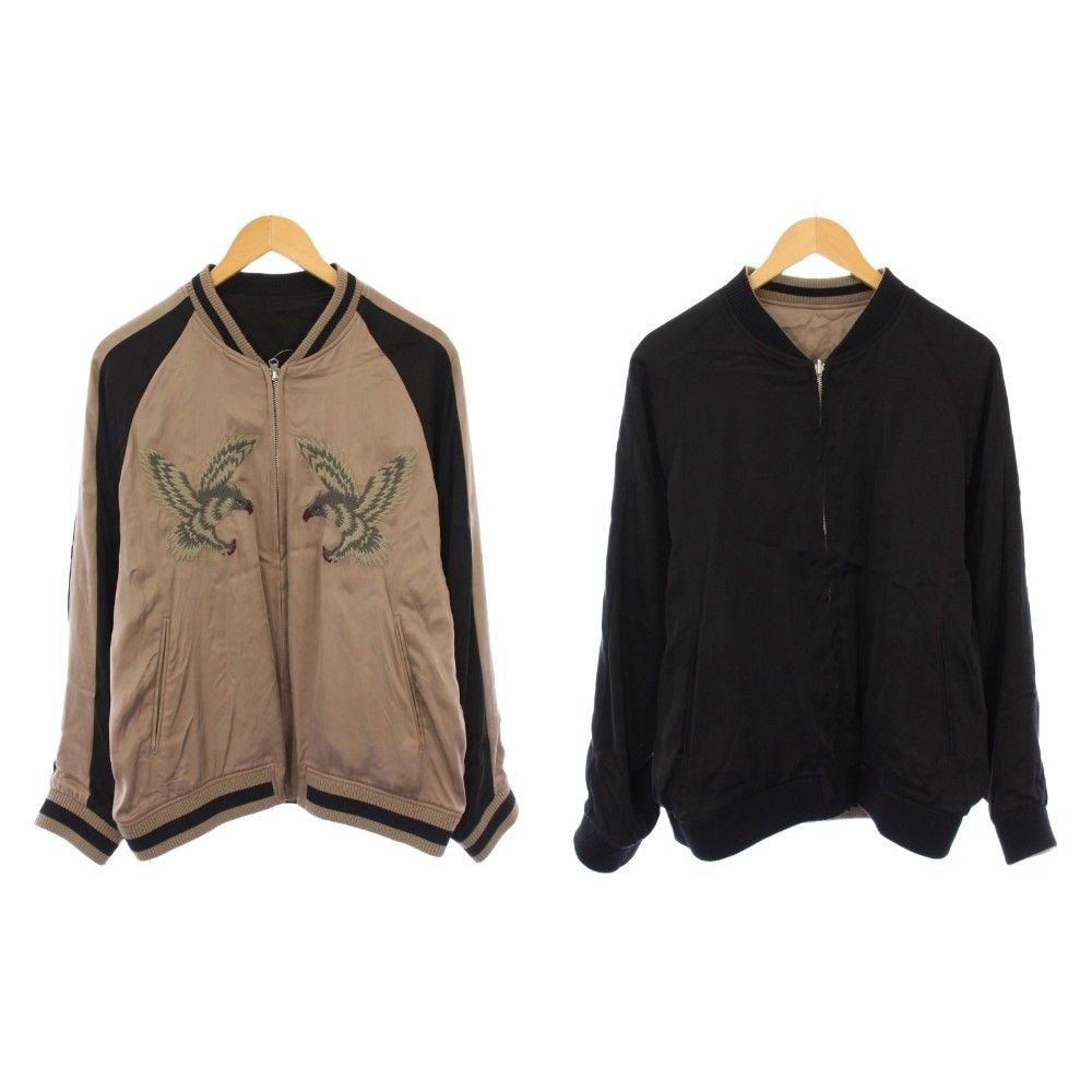 バルデ77 Varde 77 スカジャン ジャケット アウター リバーシブル ショート丈 ジップアップ 刺繍 2 グレージュ 黒 ブラック |BB