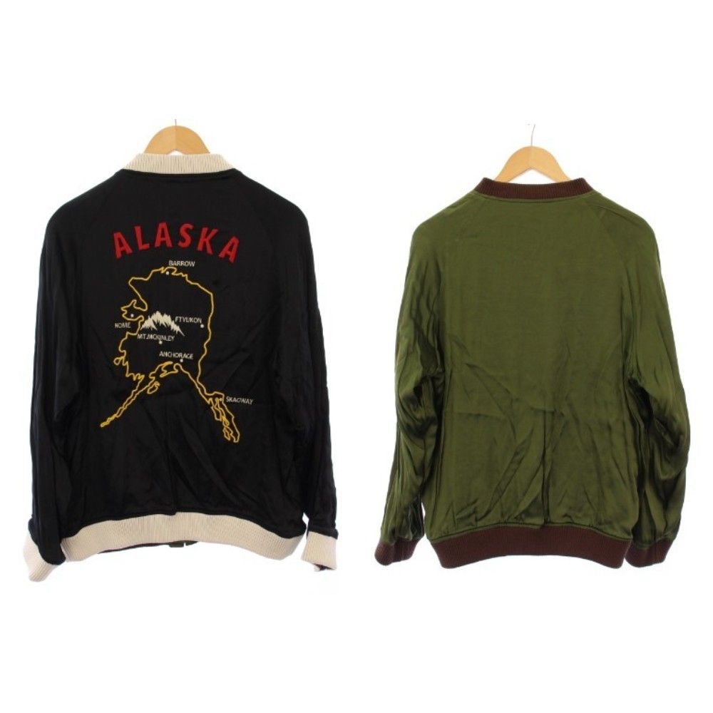 バルデ77 Varde 77 CHANGE ALASKA JACKET チェンジアラスカジャケット スカジャン ブルゾン アウター リバーシブル ジップアップ ショート丈 刺繍 2 黒 ブラック カーキ 9018 SS-AN-JC 02 |BB