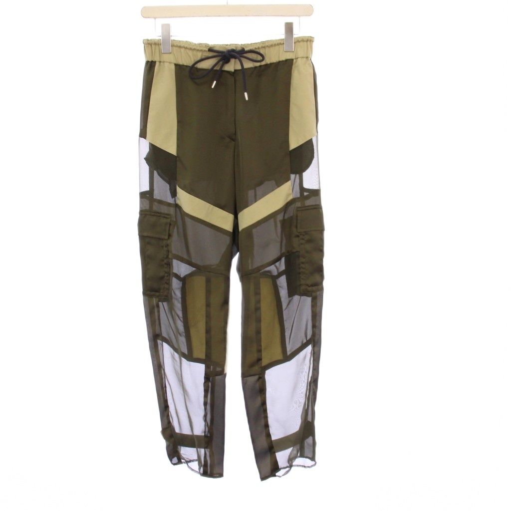 サカイ sacai サテン シアー カーゴパンツ イージー 1 カーキ 20-05027 |KH