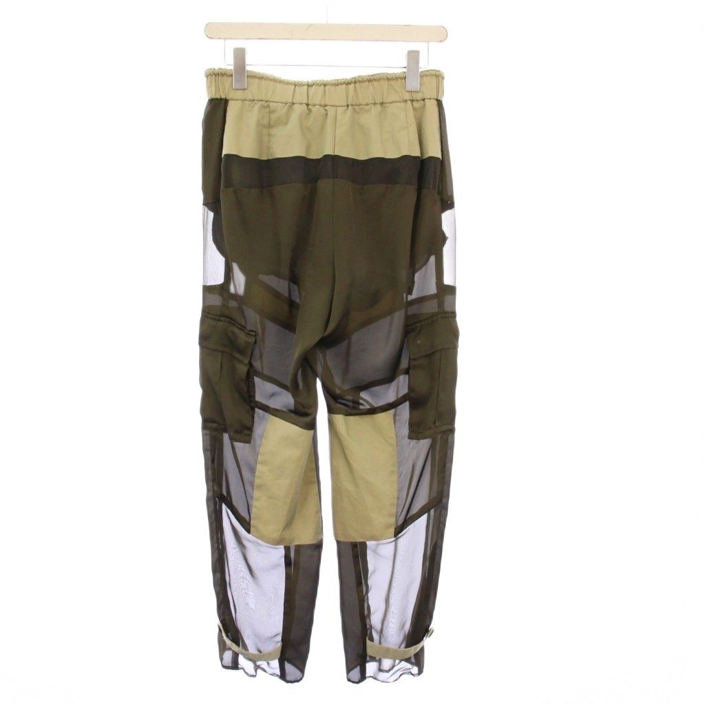 サカイ sacai サテン シアー カーゴパンツ イージー 1 カーキ 20-05027 |KH