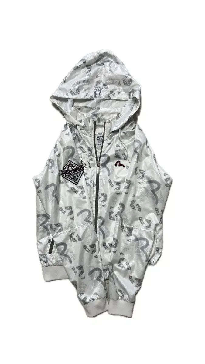 エヴィス ジーンズ 白 フールプリンティング インナーメッシュ ウィンドブレーカー