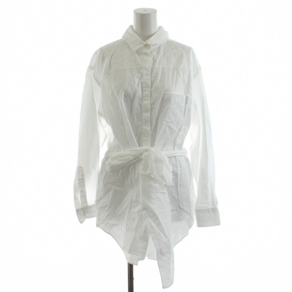 プラダ PRADA シャツ ブラウス 長袖 リボン 36 S 白 ホワイト P 409 D |AN 25 BM