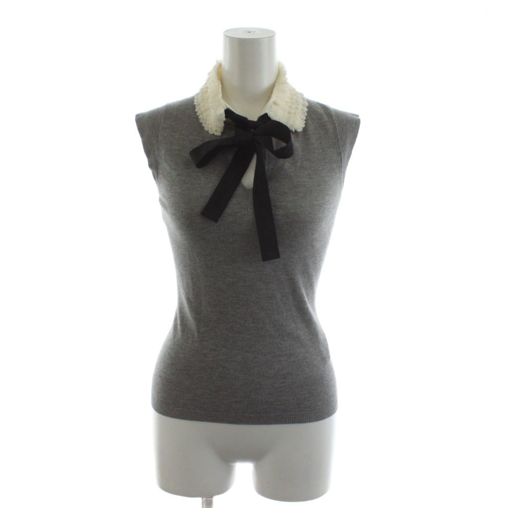 ヴァレンティノ ヴァレンチノ ニット カットソー ノースリーブ リボンタイ グレー |AN 29 BM