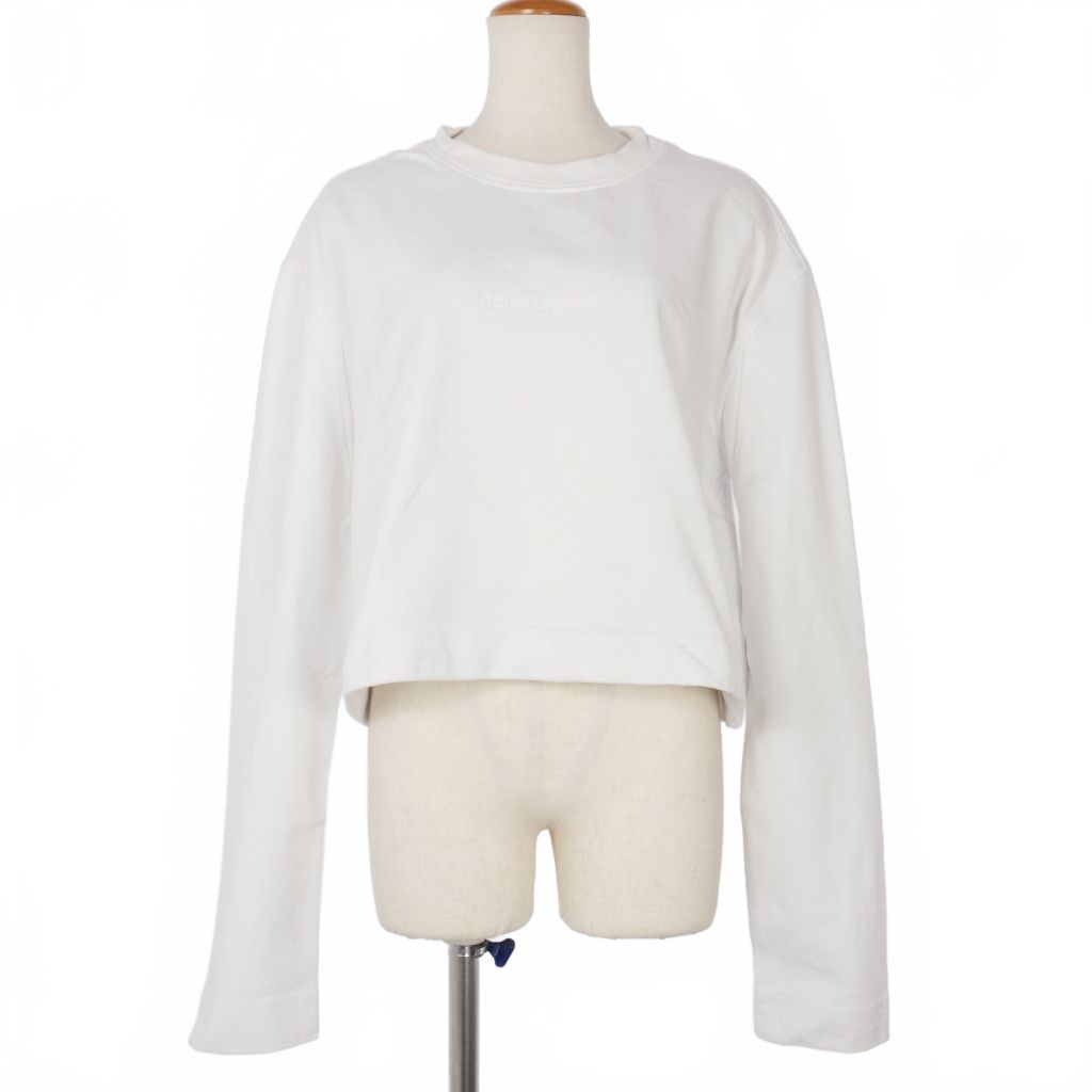 アクネ ストゥディオズ Acne Studios エンボスロゴ クロップド スウェット トレーナー XSサイズ ホワイト 白