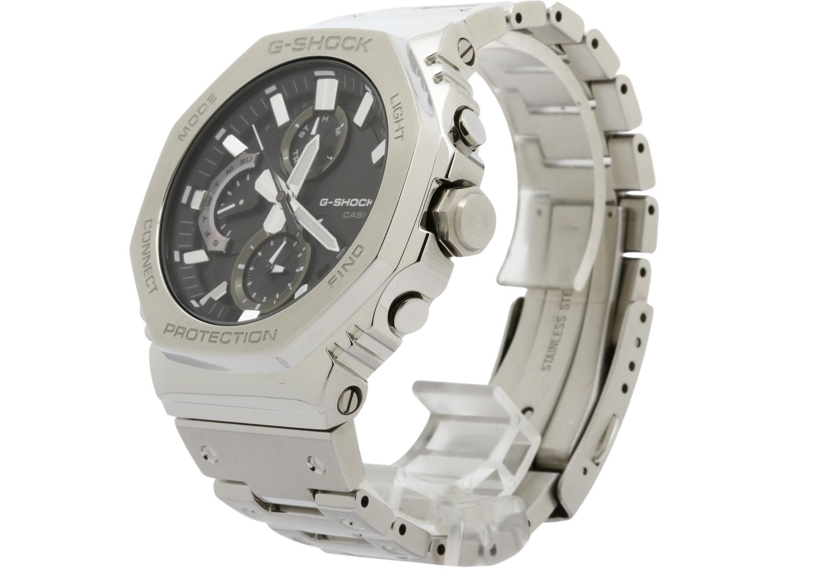 CASIO カシオ 時計 GSHOCK FULL METAL 2100 Series ブラック シルバー ステンレススチール メンズ アナデジ