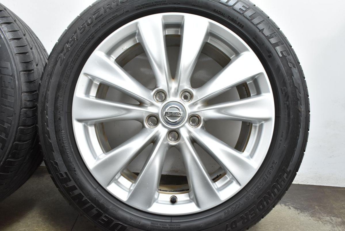  交換用に ニッサン Y 51 フーガ 18 in 8 J 43 PCD 114.3 デリンテ サンダー D 7 245|50 R シーマハイブリッド 流用 ノーマル戻し 18インチ タイヤ ホイールセット