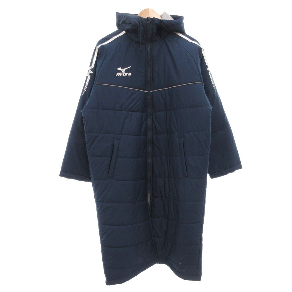 ミズノ MIZUNO ベンチコート ロング 中綿 フード ロゴプリント ジップ