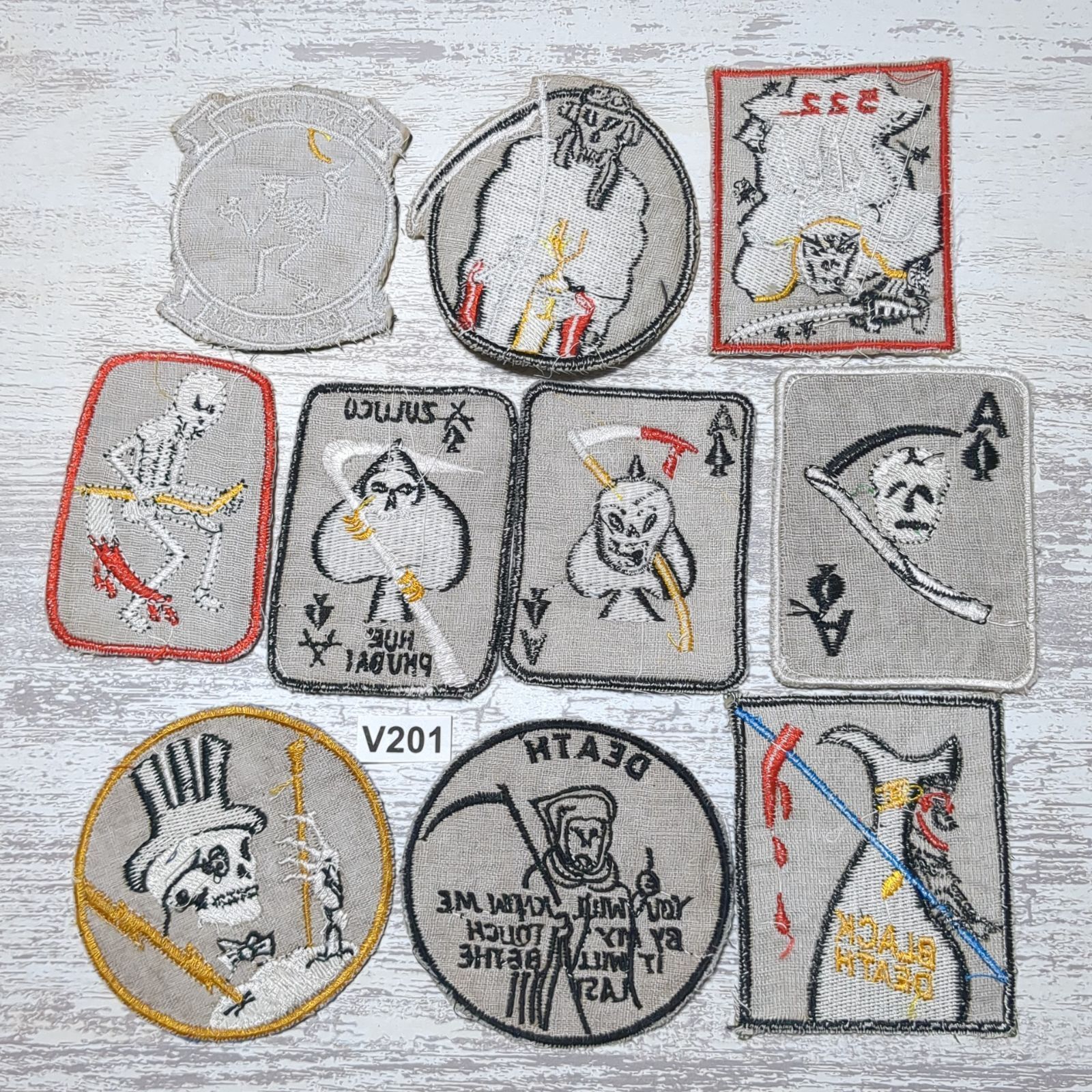 ワッペン 10枚 ☆V201 死神 スカル 髑髏 ドクロ ベトナム 戦争 パッチ