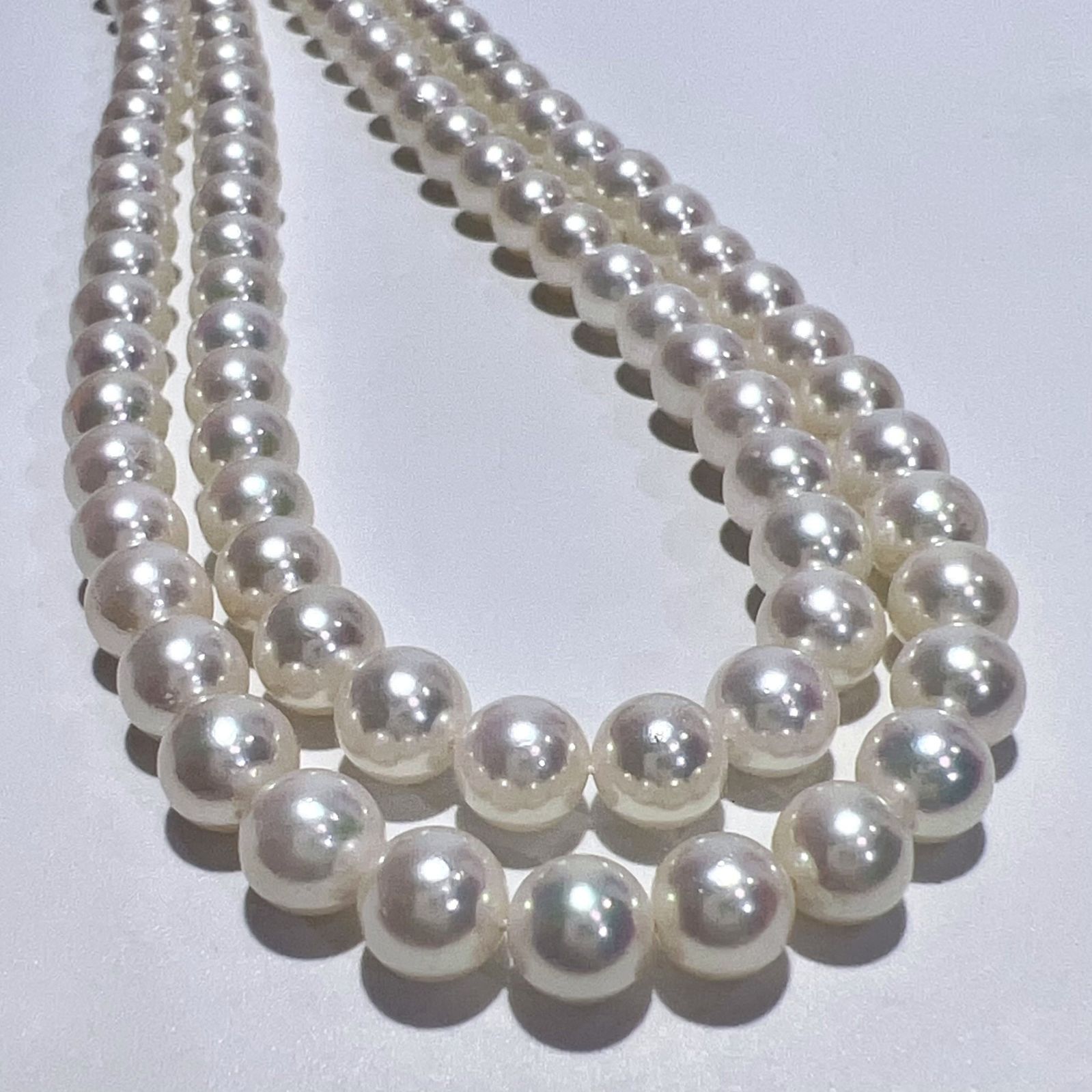 K14WG 天然 AKOYA アコヤ パール ロング ネックレス 本真珠 122cm P6