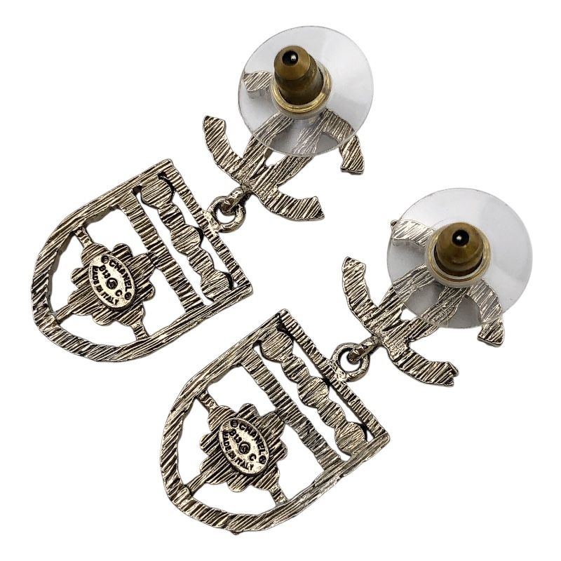 シャネル CHANEL ココマークシールドピアス シルバー メタル・ストラス