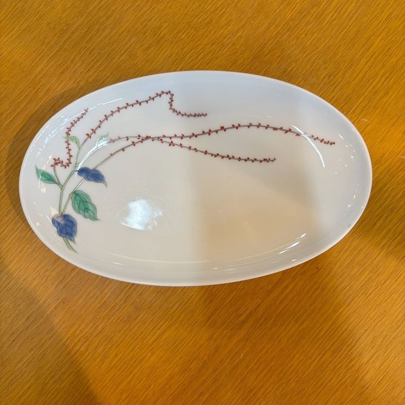 深川製磁 水引草 楕円多用皿揃 4枚セット 約25cm オーバル皿 プレート