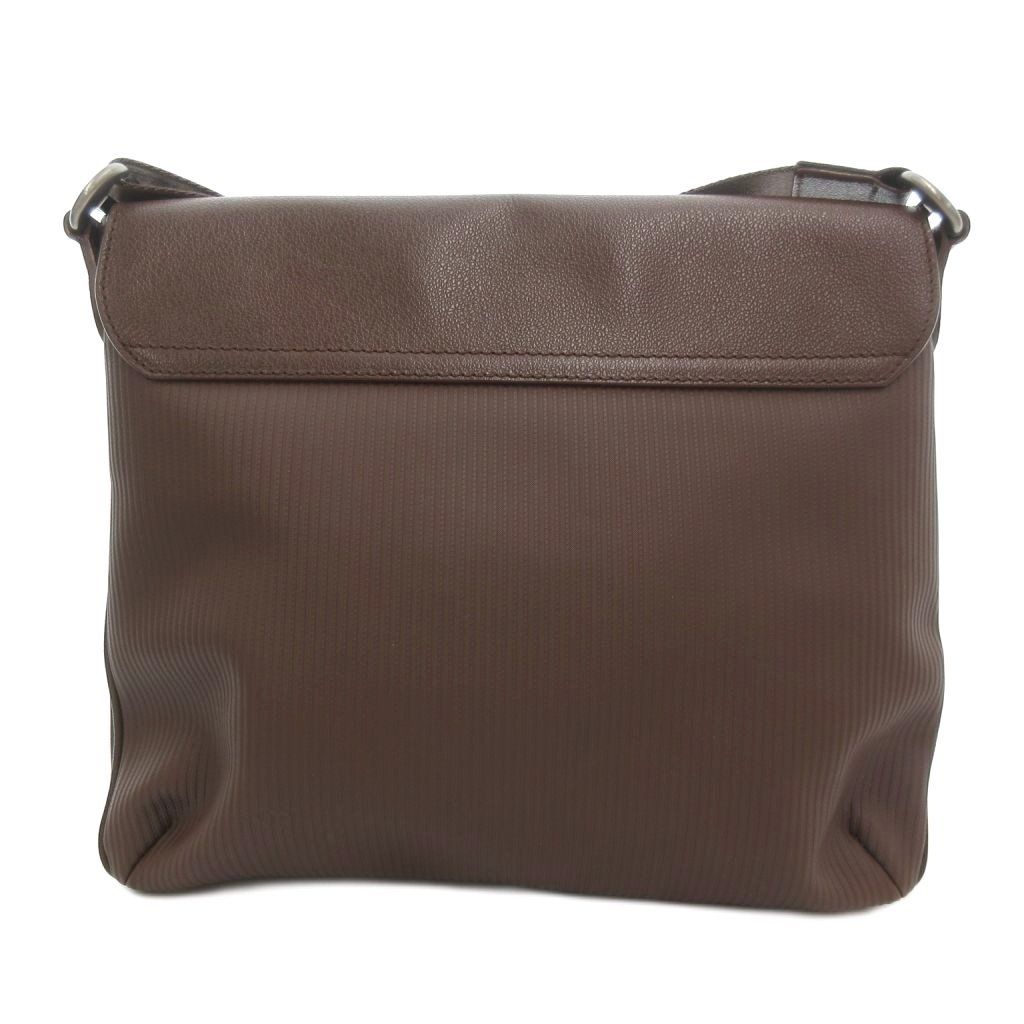 ブルガリ BVLGARI メッセンジャーバッグ ショルダー ロゴプレート PVC レザーフラップ 茶 ブラウン 29751 |UO AA