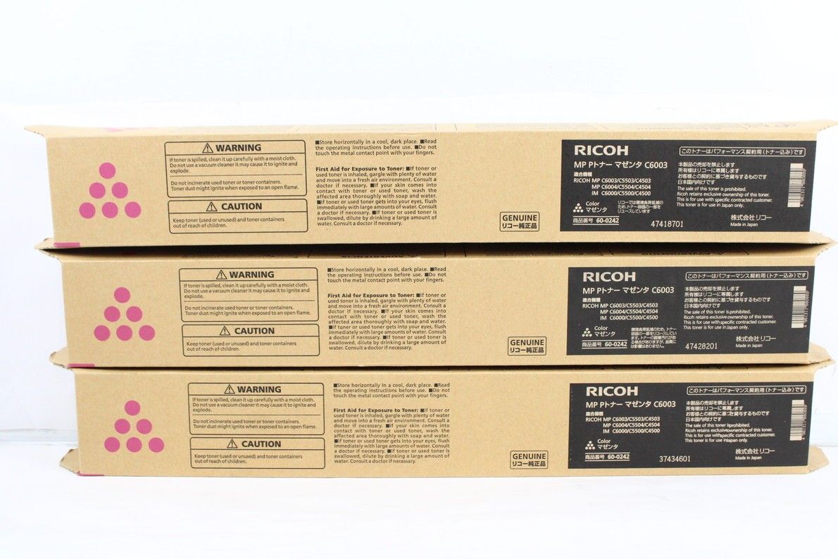 未使用 RICOH 純正 トナー C6003 4色12本（シアン・マゼンタ・イエロー