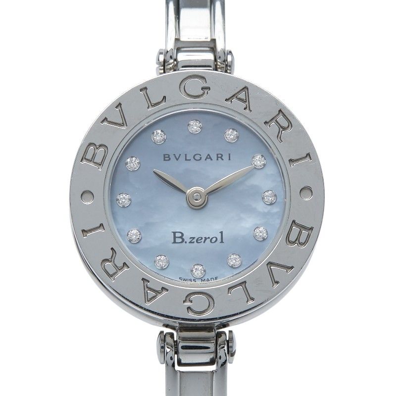 ブルガリ ビーゼロワン B-ZERO 1 12 Pダイヤ ブルーシェル文字盤 BZ 22 S ステンレススチール レディース BVLGARI 214-49243