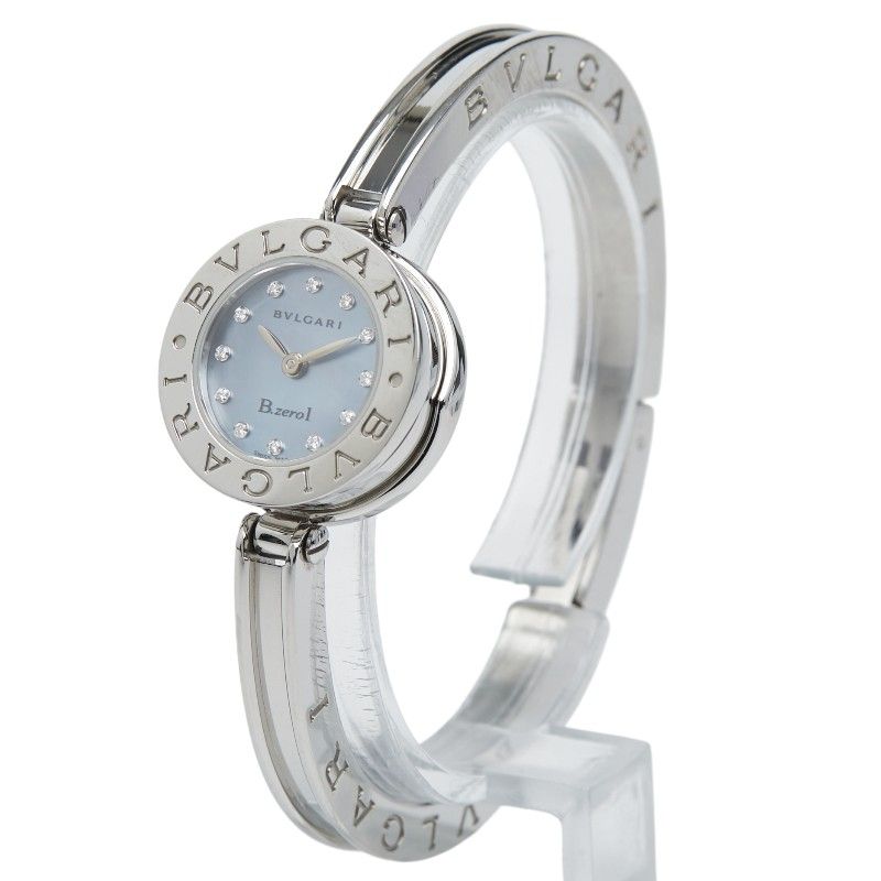 ブルガリ ビーゼロワン B-ZERO 1 12 Pダイヤ ブルーシェル文字盤 BZ 22 S ステンレススチール レディース BVLGARI 214-49243