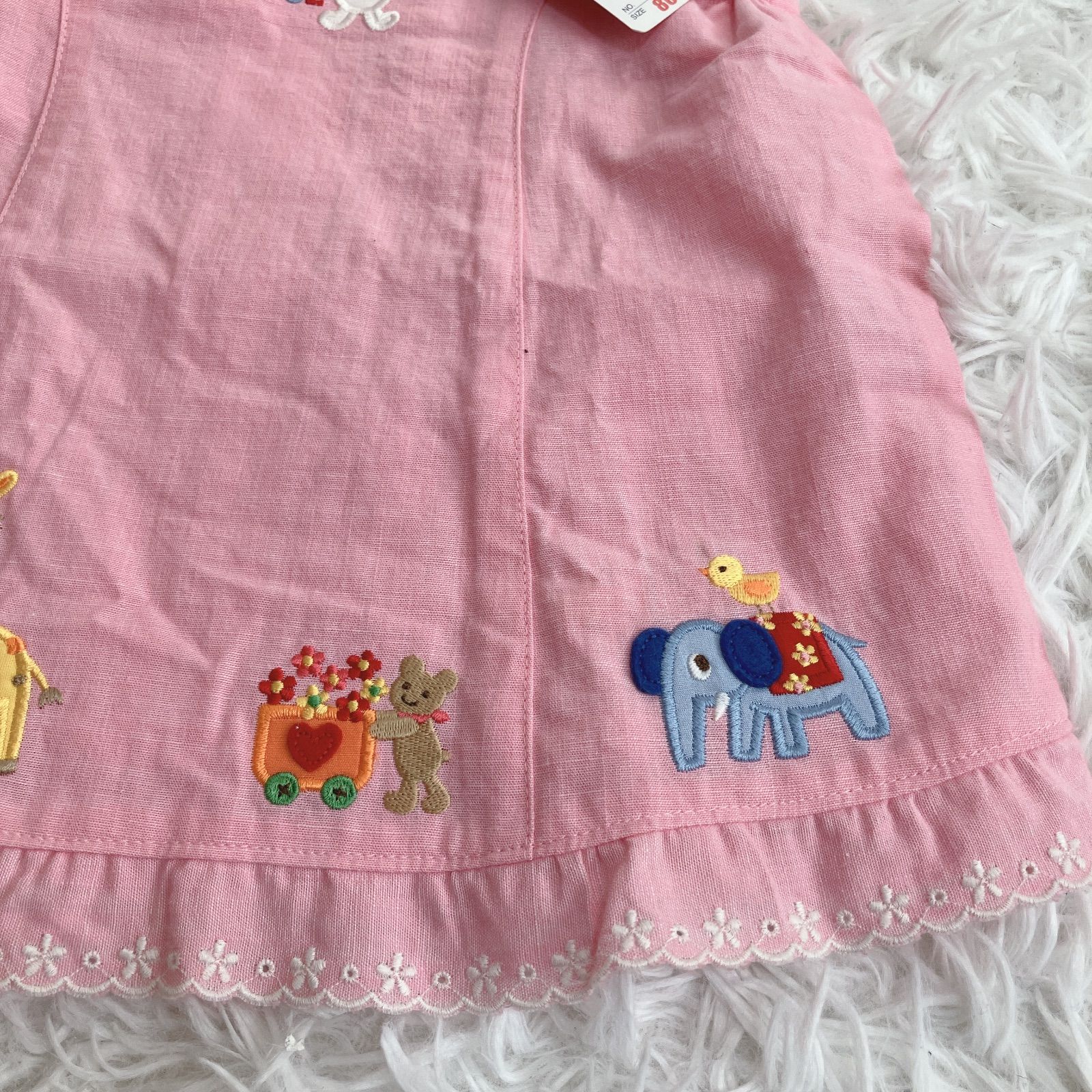 ミキハウス90ピンクの花とウサギ刺繍 新品タグ付き ミキハウス90ピンクの花とウサギ刺繍 新品タグ付き ミキハウス90ピンクの花