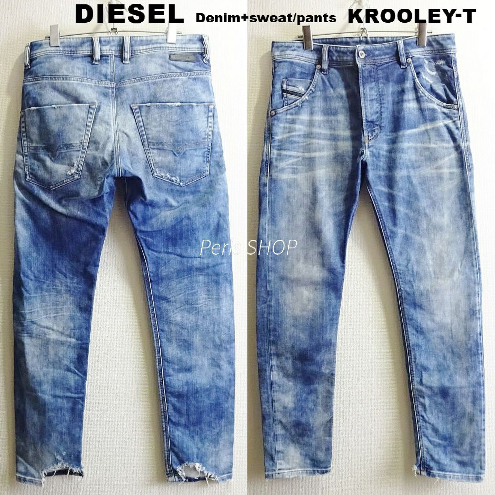 DIESEL ディーゼル KROOLEY-T W 84 cm | 30 M ジョグジーンズツイル ストレッチ キャロットデニム ライトブルー メンズ