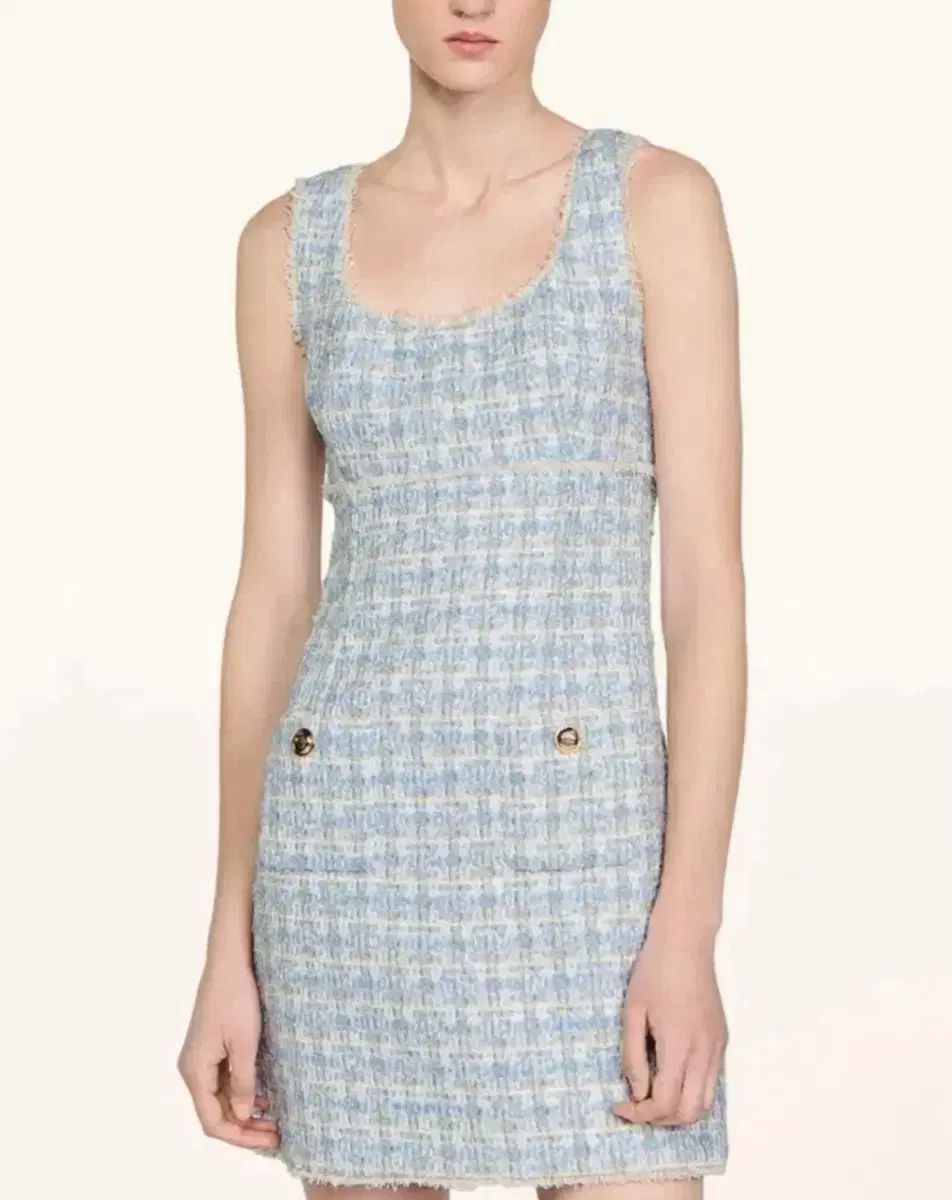  サンドロ ツイード ミニ ワンピース 長袖 七分袖 ひざ丈ワンピース