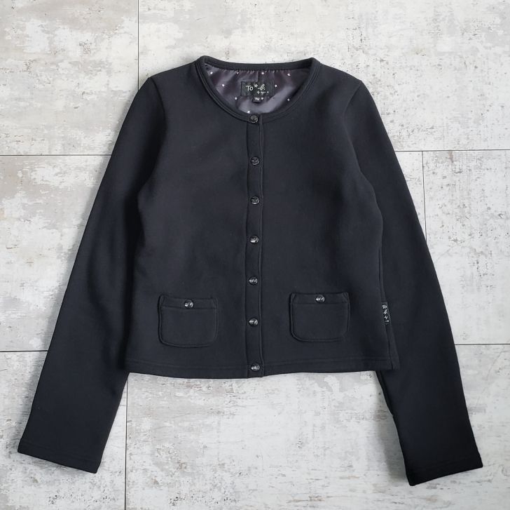 トゥービーバイ アニエスベー スナップボタン 裏起毛 カーディガン 日本製 黒 ブラック 長袖 To b. by agnes