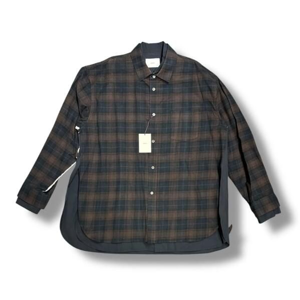 参考上代59400円 未使用 stein(ssstein) OVERSIZED LAYERED FLANNEL SHIRT オーバーサイズレイヤードフランネルシャツ 長袖シャツ シュタイン ST.463 ダークネイビー M （92433A）