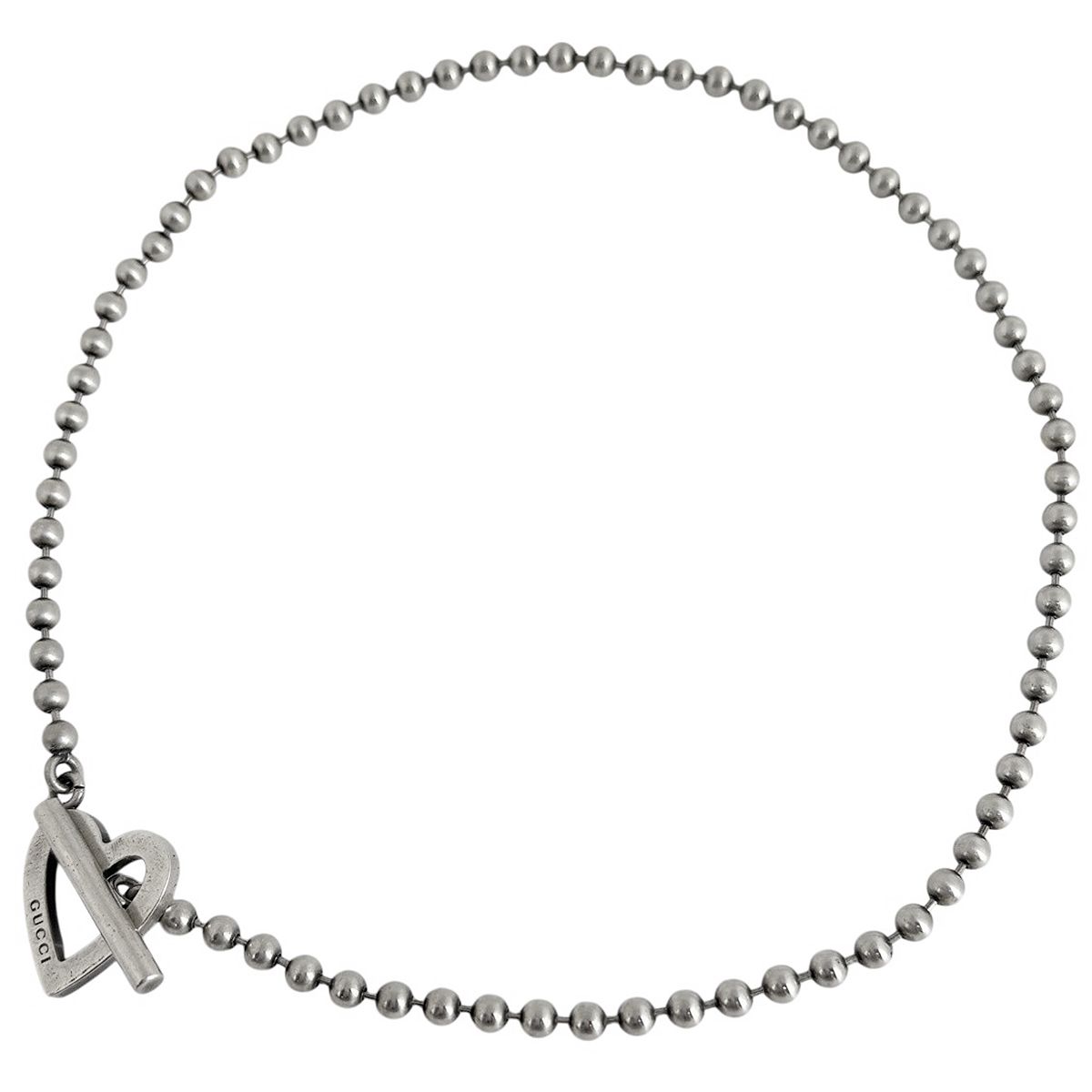 グッチ GUCCI ロゴ ボールチェーン ネックレス ハートモチーフ