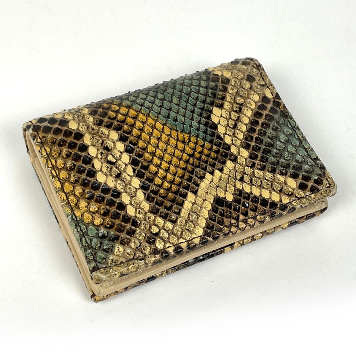 グッチ GUCCI GGマーモント ミニ ウォレット ダブルG 二つ折り財布 パイソン ベージュ マルチカラー 456126 レディース