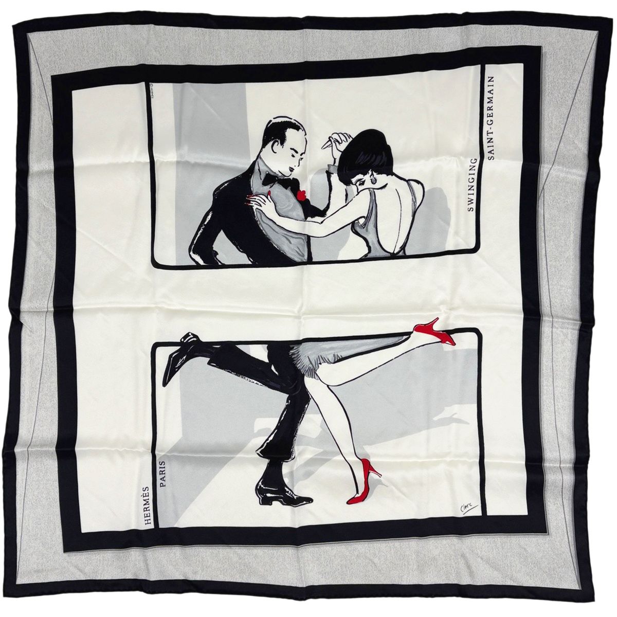 エルメス HERMES カレ 70 SWINGING SAINT GERMAIN スウィンギング サンジェルマン スカーフ シルク ブラック マルチカラー レディース