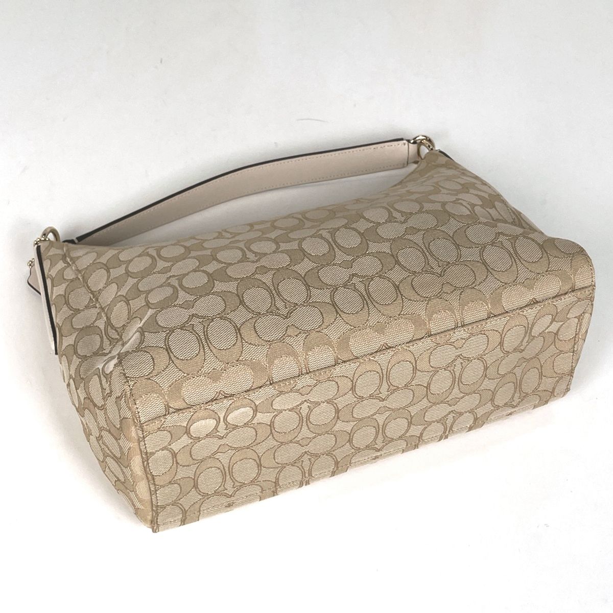 コーチ COACH シグネチャー ハンドバッグ 2 WAY ショルダーバッグ キャンバス ベージュ ホワイト F 58284 レディース