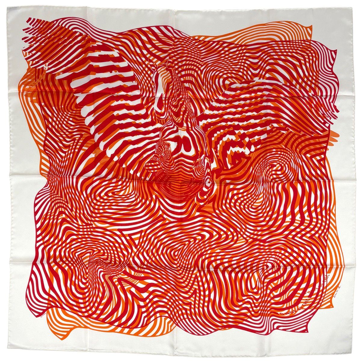 エルメス HERMES カレ90 ONDE DE CHIC 洗練の波 スカーフ シルク ホワイト レッド レディース