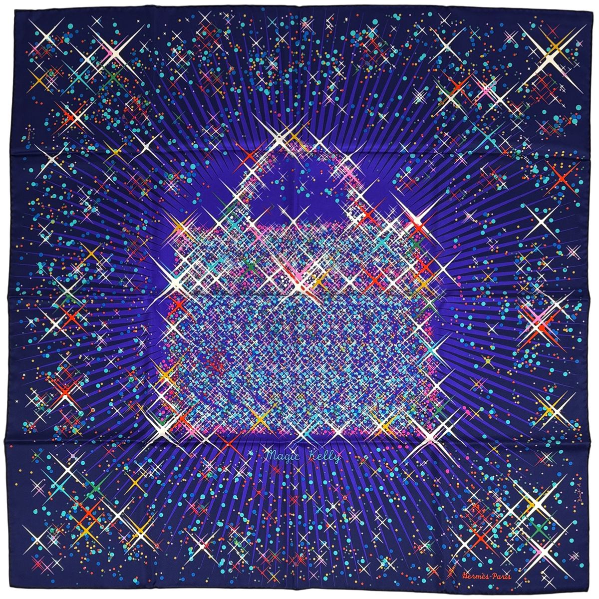 エルメス HERMES カレ90 スカーフ Magic Kelly マジックケリー シルク パープル レディース