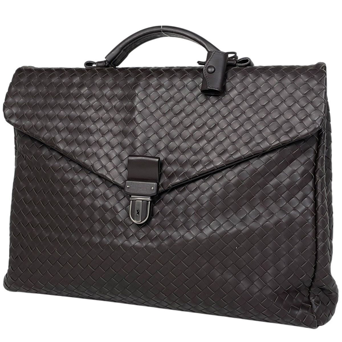 ボッテガヴェネタ BOTTEGAVENETA イントレチャート ビジネスバッグ ハンドバッグ レザー ブラウン メンズ