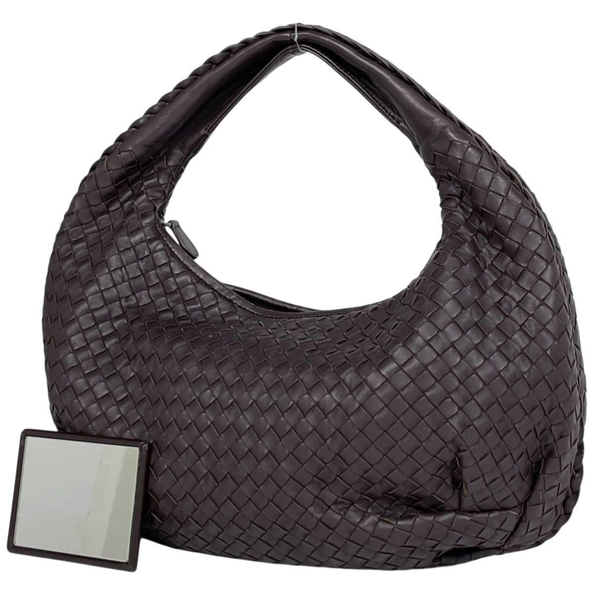 ボッテガヴェネタ BOTTEGAVENETA イントレチャート ハンドバッグ ワンショルダー レザー ダークブラウン レディース