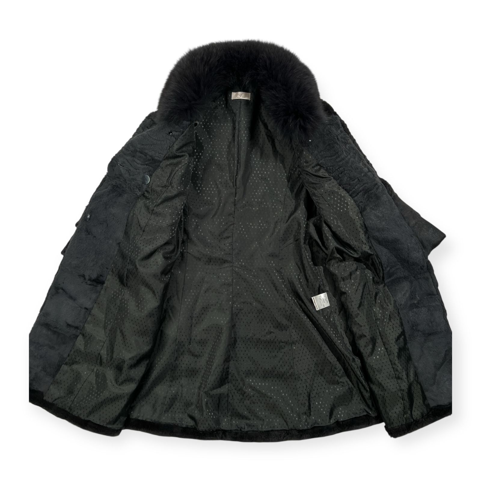 【美品】【リアルファージャケット】ブルーフォックス　ラビット　本革 ブルーフォックス ラビット レザーコート ファー フォックス レザー