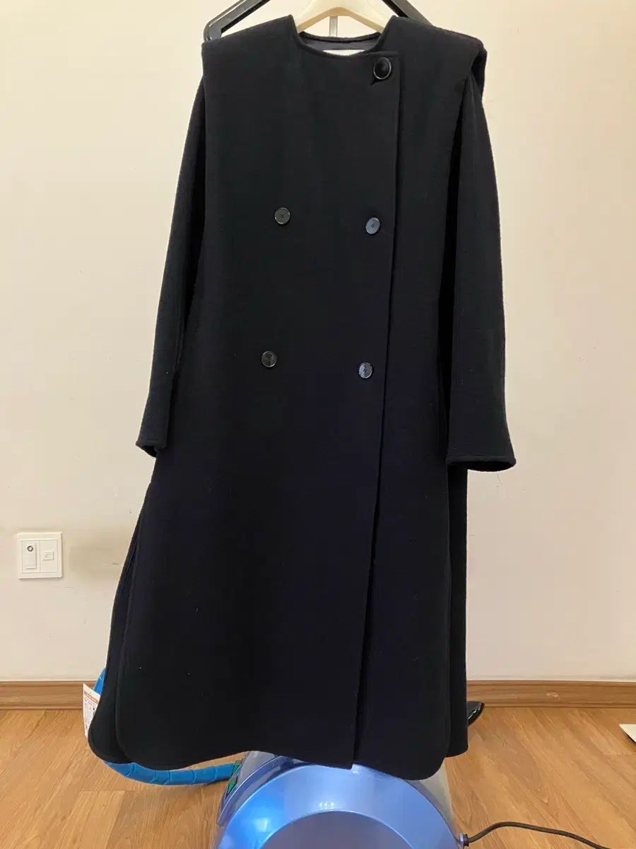 ウール ネイビー ダブル ボタン ロング コート