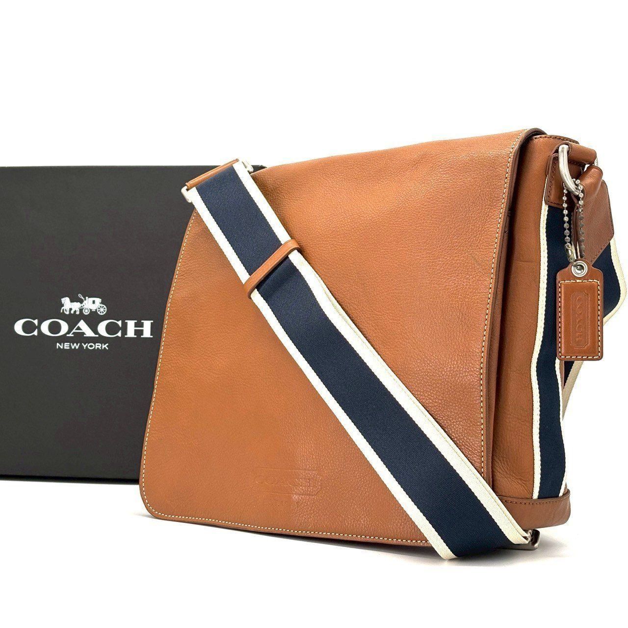 コーチ　ヘリテージウェブレザーメッセンジャーバッグ ワンショルダー A4収納可 大人の装いを格上げ】 COACH コーチ ヘリテージウェブレザー